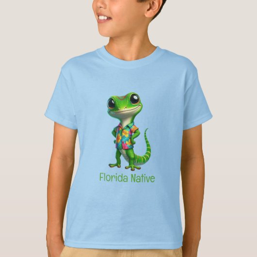 Gecko in tropisch Shirt (Voorkant)
