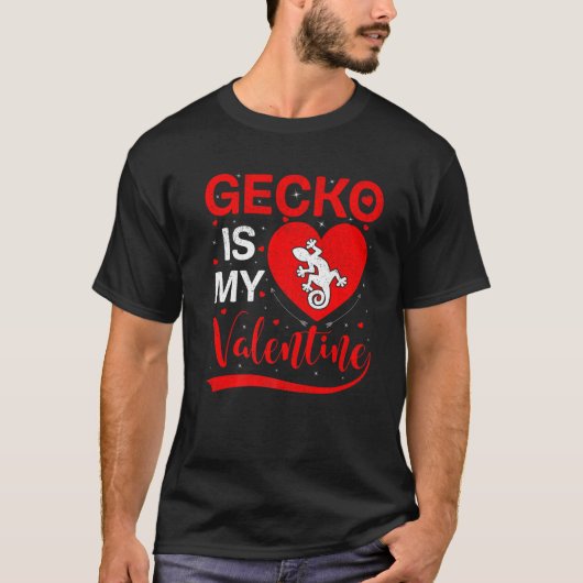 Gecko is mijn Valentijn Funny Heart Gecko Valentij T-shirt (Voorkant)