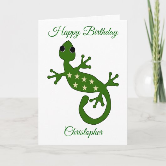 Gecko Lizard Birthday Card Kaart (Voorkant)