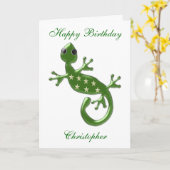 Gecko Lizard Birthday Card Kaart (Gele Bloem)