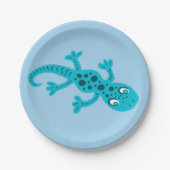 Gecko Lizard Blue Kids Birthday Party Papieren Bordje (Voorkant)