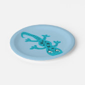 Gecko Lizard Blue Kids Birthday Party Papieren Bordje (Gekanteld)