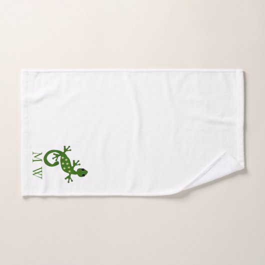 Gecko Lizard Design Monogrammed Bad Handdoek (Handdoek)