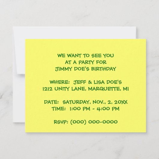 GECKO LIZARD DRAGON EYE INVITATION ZIE JE PARTIJ KAART (Achterkant)