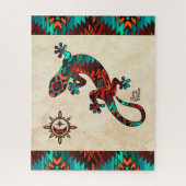 Gecko Lizard en Sun Jigzaag Puzzle Legpuzzel (Verticaal)