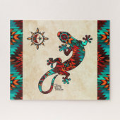Gecko Lizard en Sun Jigzaag Puzzle Legpuzzel (Horizontaal)