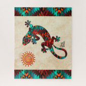 Gecko Lizard en Sun Jigzaag Puzzle Legpuzzel (Verticaal)