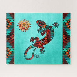 Gecko Lizard en Sun Jigzaag Puzzle Legpuzzel