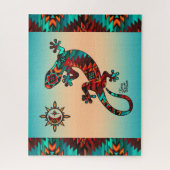 Gecko Lizard en Sun Jigzaag Puzzle Legpuzzel (Verticaal)