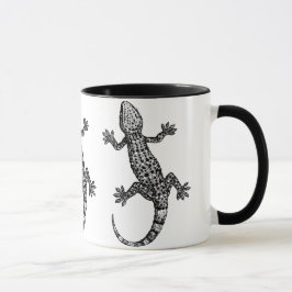 GECKO LIZARD ILLUSTRATION IN ZWARTE EN WITTE MOK