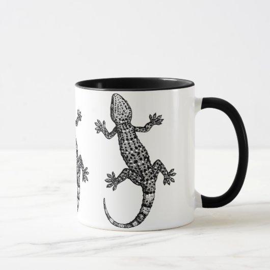 GECKO LIZARD ILLUSTRATION IN ZWARTE EN WITTE MOK (Rechts)