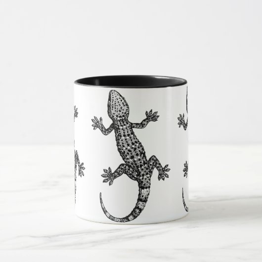 GECKO LIZARD ILLUSTRATION IN ZWARTE EN WITTE MOK (Midden)