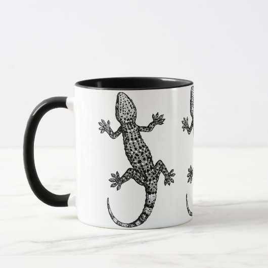 GECKO LIZARD ILLUSTRATION IN ZWARTE EN WITTE MOK (Links)