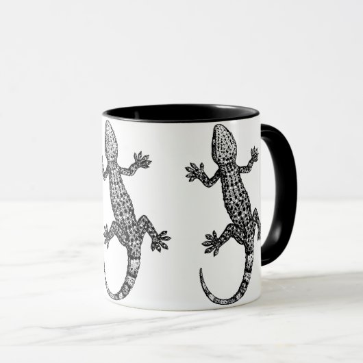 GECKO LIZARD ILLUSTRATION IN ZWARTE EN WITTE MOK (Voorkant rechts)