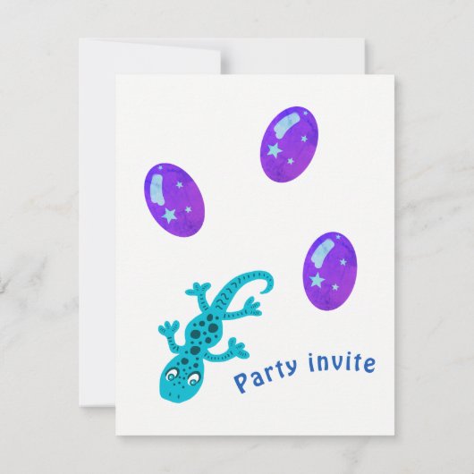 Gecko Lizard Kids Verjaardag Party Kaart (Achterkant)