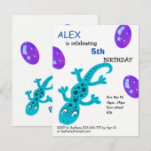 Gecko Lizard Kids Verjaardag Party Kaart (Voorkant / Achterkant)