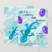 Gecko Lizard Kids Verjaardag Party Kaart (Voorkant / Achterkant)