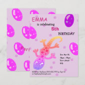 Gecko Lizard Kids Verjaardag Party Kaart (Voorkant / Achterkant)