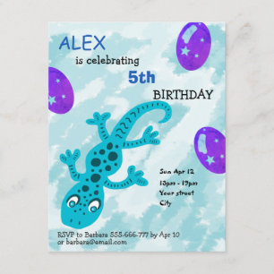 Gecko Lizard kinderen Birthday Party Card Kaart