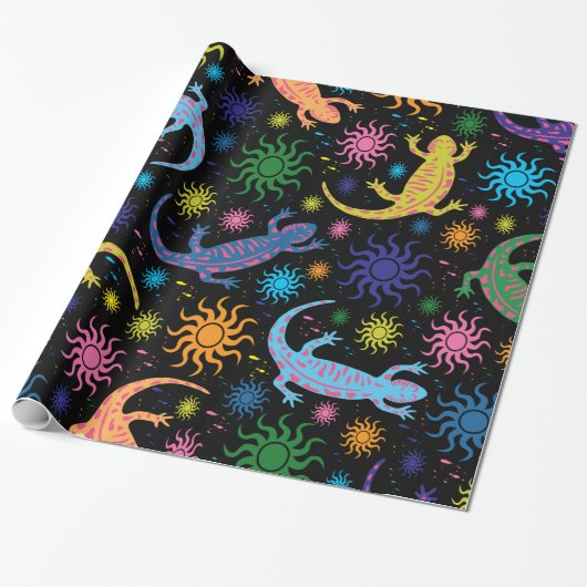 Gecko Lizard Multi-Colored All-Over Print Cadeaupapier (Uitgerold)