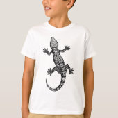 GECKO LIZARD ONTWERP IN ZWARTE EN WITTE KANTEN T-SHIRT (Voorkant)