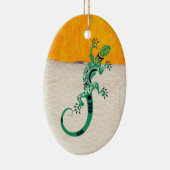 Gecko Lizard op Stone en Stucco Keramisch Ornament (Rechts)