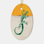 Gecko Lizard op Stone en Stucco Keramisch Ornament (Links)