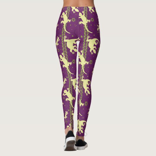 Gecko Lizard Paarse Leggings (Achterkant)