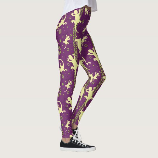 Gecko Lizard Paarse Leggings (Rechts)