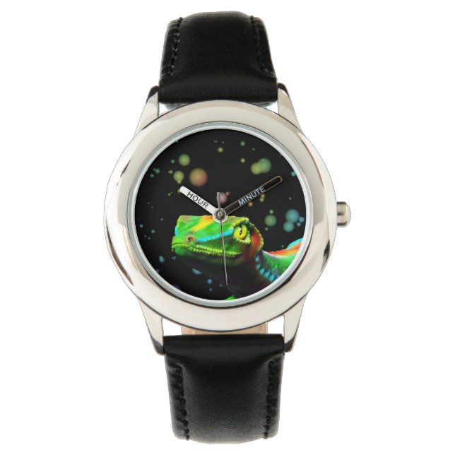 Gecko Lizard Rainbow Kleuren horloges (Voorkant)
