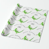 Gecko Lizard Reptile Birthday Custom Name Cadeaupapier (Uitgerold)