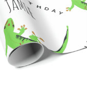 Gecko Lizard Reptile Birthday Custom Name Cadeaupapier (Rol Hoek)