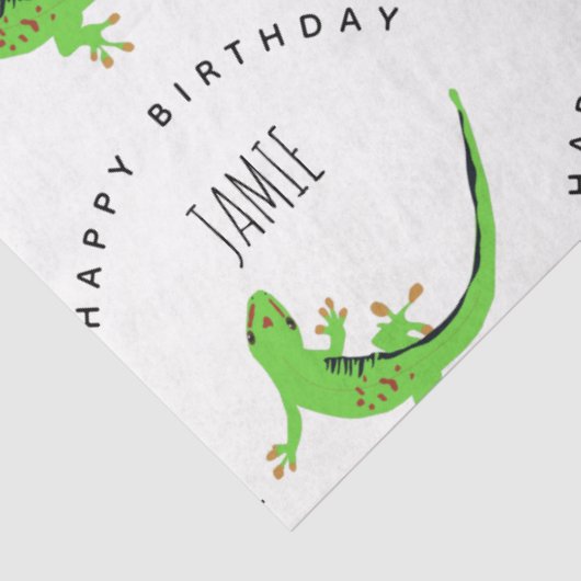 Gecko Lizard Reptile Birthday Custom Name Tissuepapier (Detail)
