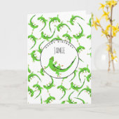 Gecko Lizard Reptile Birthday Kaart (Gele Bloem)