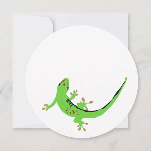 Gecko Lizard Reptile Circular Birthday Invitation Kaart (Achterkant)