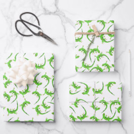 Gecko Lizard Reptile Pattern Inpakpapier Vel