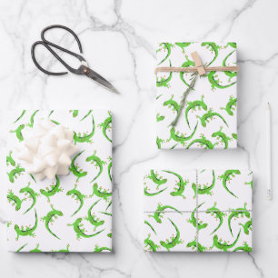 Gecko Lizard Reptile Pattern Inpakpapier Vel