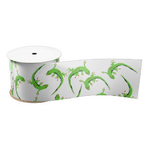 Gecko Lizard Reptile Pattern Satijnen Lint