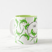 Gecko Lizard Reptile Pattern Tweekleurige Koffiemok (Voorkant links)