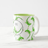 Gecko Lizard Reptile Pattern Tweekleurige Koffiemok (Voorkant rechts)