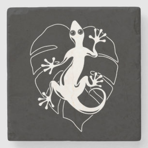 Gecko Lizard Silhouette Stenen Onderzetter