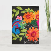 Gecko Lizard Stitched Felt Beads Sequins Kaart (Voorkant)