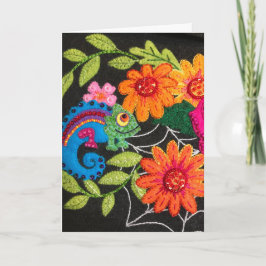 Gecko Lizard Stitched Felt Beads Sequins Kaart