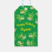 Gecko Lizards Birthday Party Cute Kinder Cadeaulabel (Voorkant)