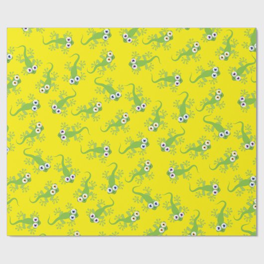 Gecko Lizards Birthday Party Cute Kinder Cadeaupapier (Vlak)