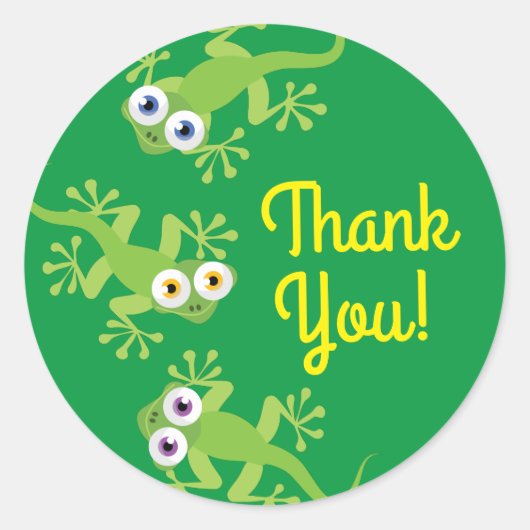 Gecko Lizards Birthday Party Cute Kinder Dank u Ronde Sticker (Voorkant)