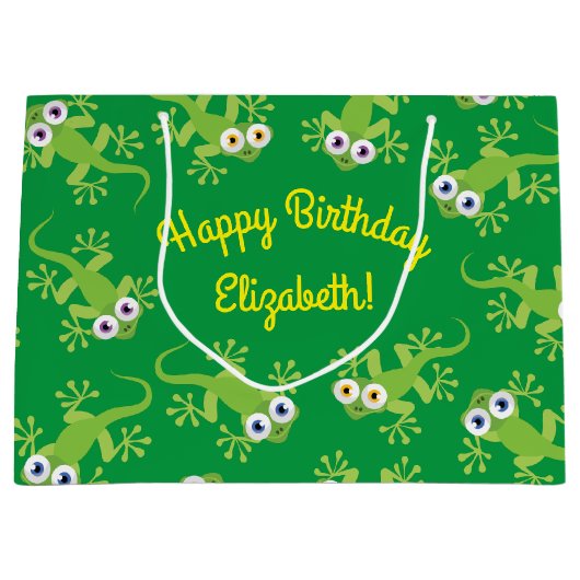 Gecko Lizards Birthday Party Cute Kinder Groot Cadeauzakje (Voorkant)