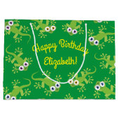 Gecko Lizards Birthday Party Cute Kinder Groot Cadeauzakje (Achterkant)