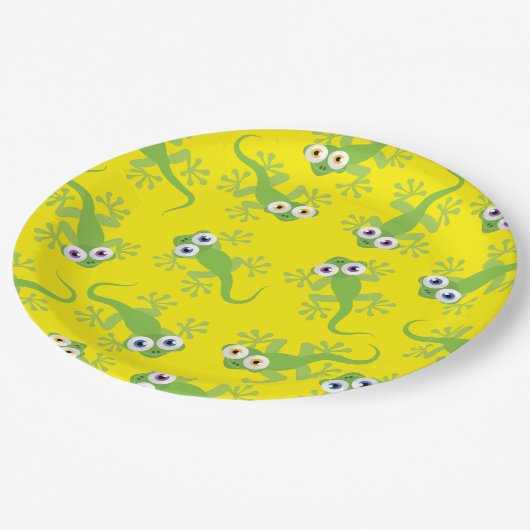 Gecko Lizards Birthday Party Cute Kinder Paper Bor Papieren Bordje (Gekanteld)