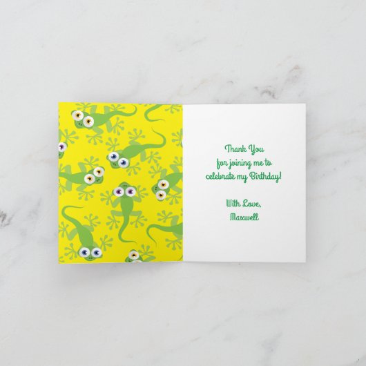 Gecko Lizards Birthday Party Dank je dat je Kinder Kaart (Binnen)